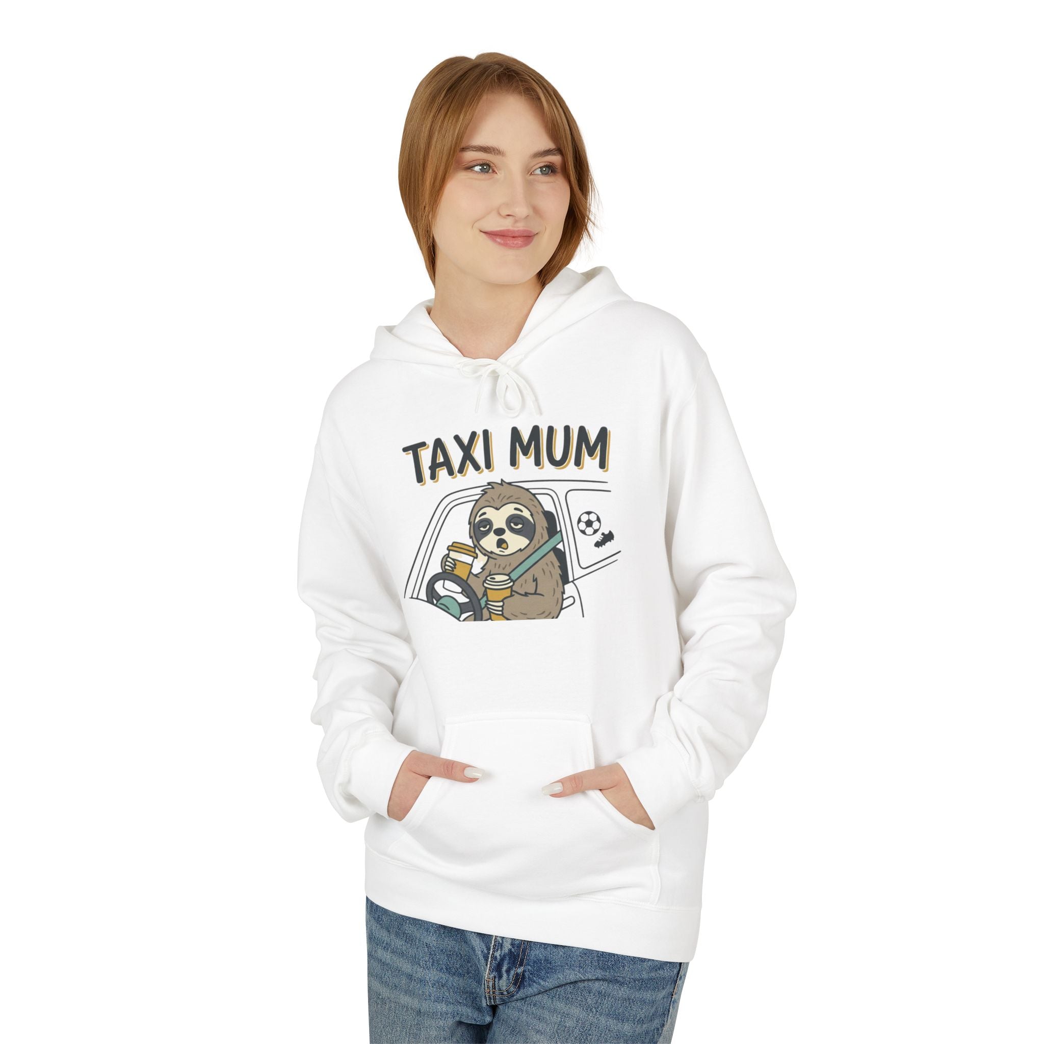 Taxi Mum Hoodie — Cute Sloth Mom Driving Graphic Sweatshirt