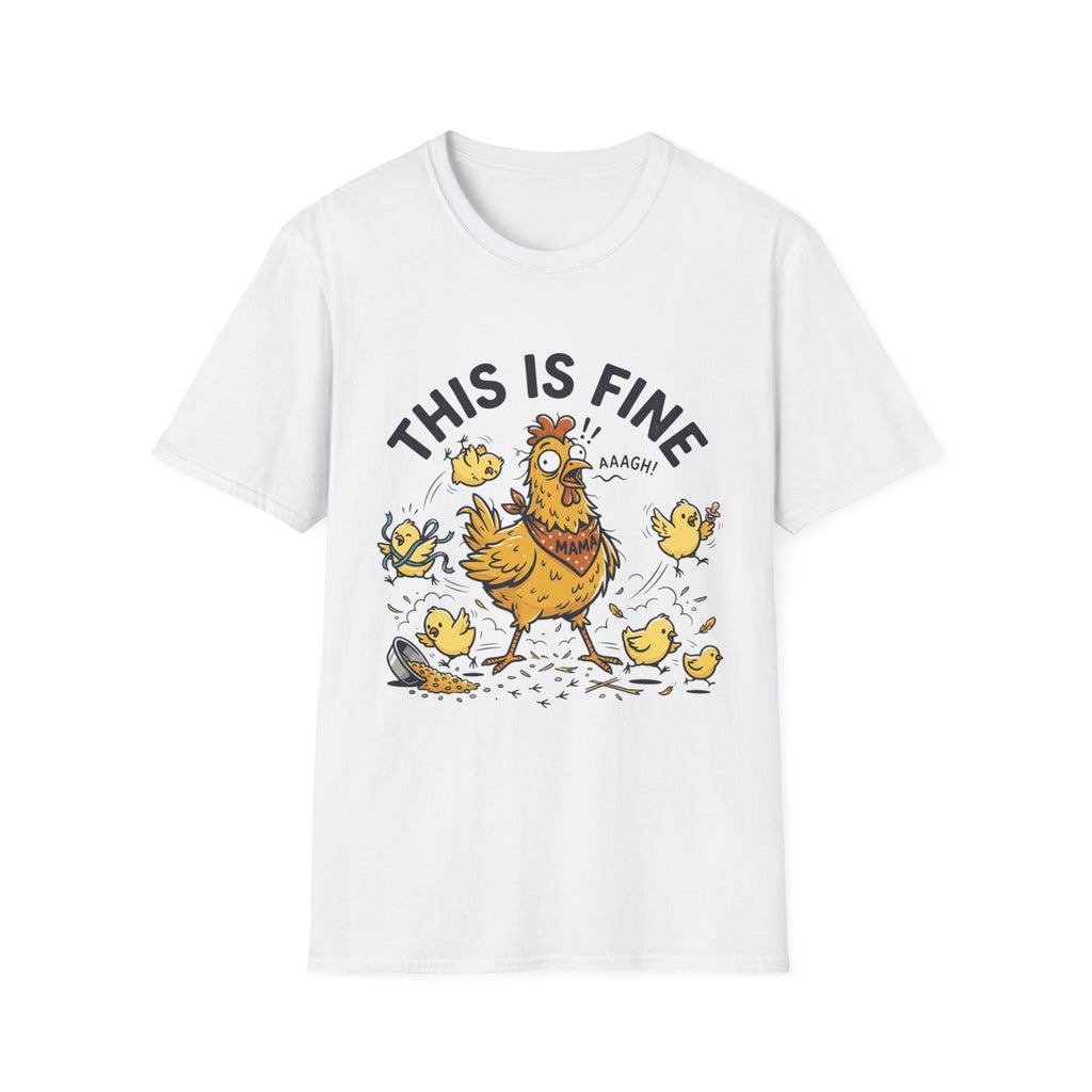 This Is Fine Chicken T-Shirt — Funny Stressed Hen Graphic Tee