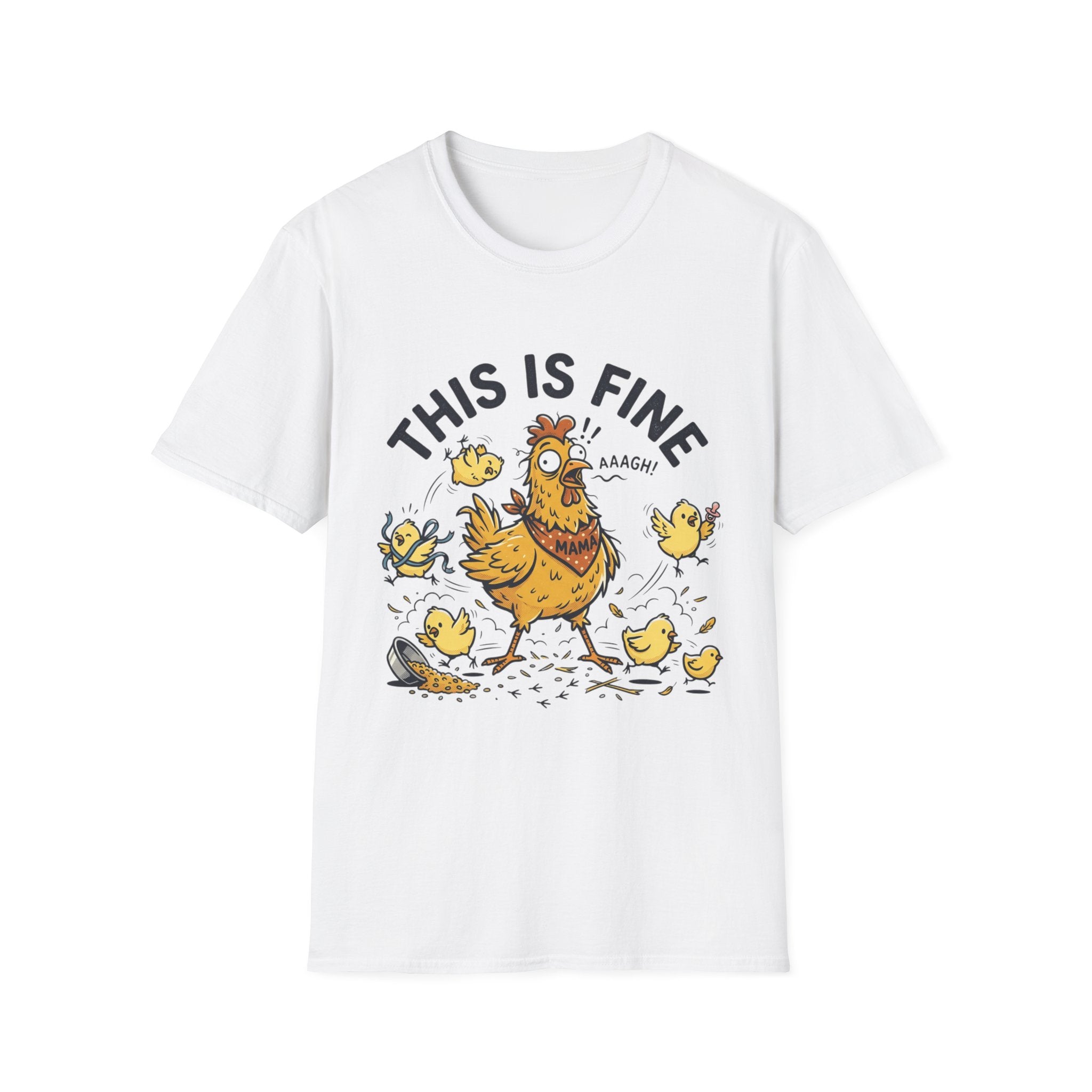 This Is Fine Chicken T-Shirt — Funny Stressed Hen Graphic Tee