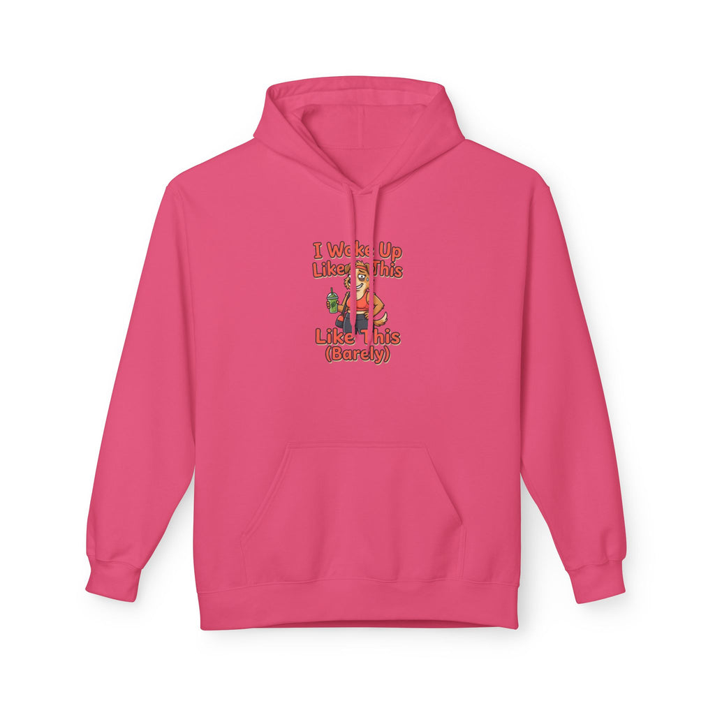 I Woke Up Like This (Barely) Hoodie — Funny Morning Dog Cartoon Hoodie