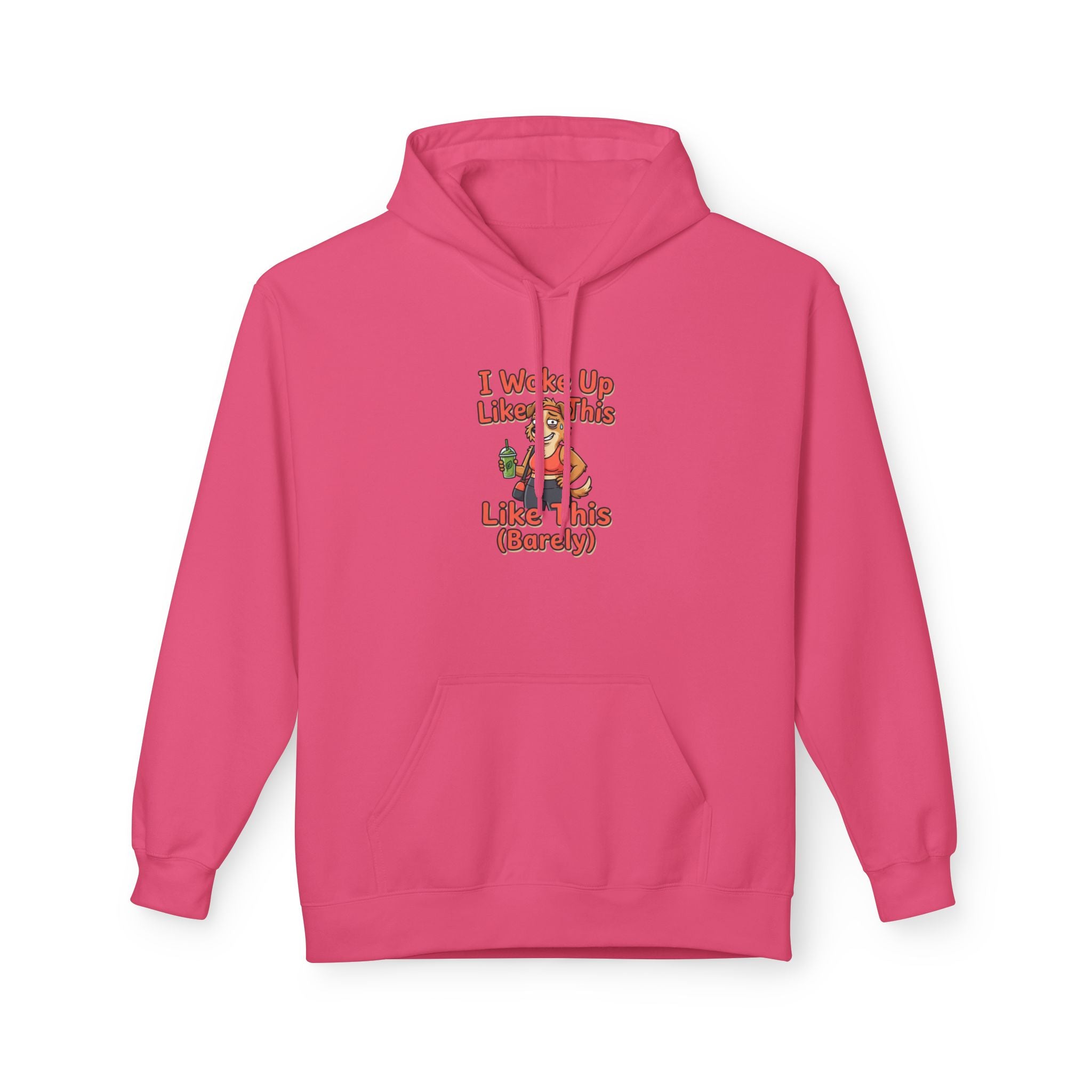I Woke Up Like This (Barely) Hoodie — Funny Morning Dog Cartoon Hoodie