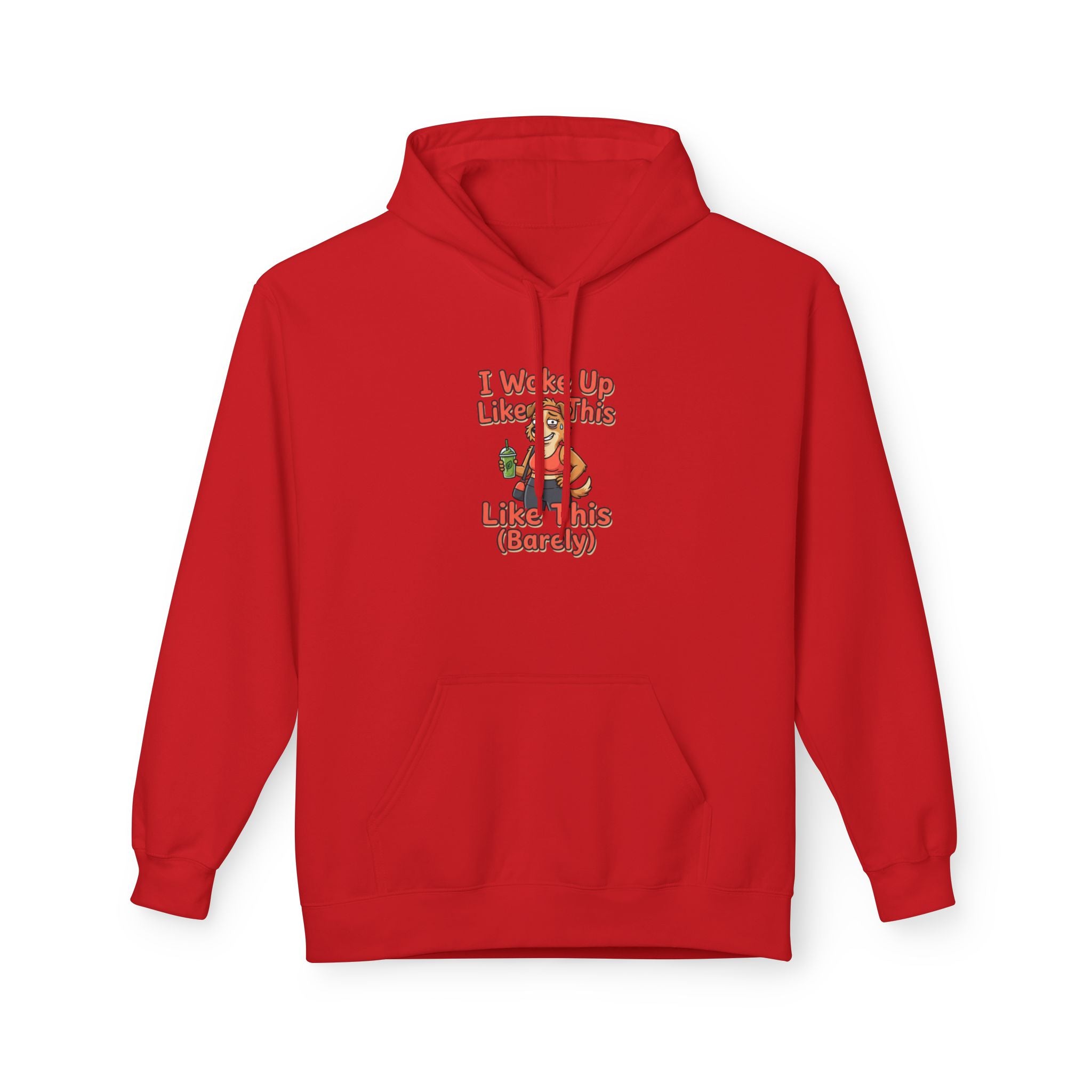 I Woke Up Like This (Barely) Hoodie — Funny Morning Dog Cartoon Hoodie