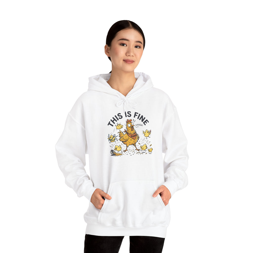 This Is Fine Hoodie — Funny Chicken in Chaos Graphic Pullover