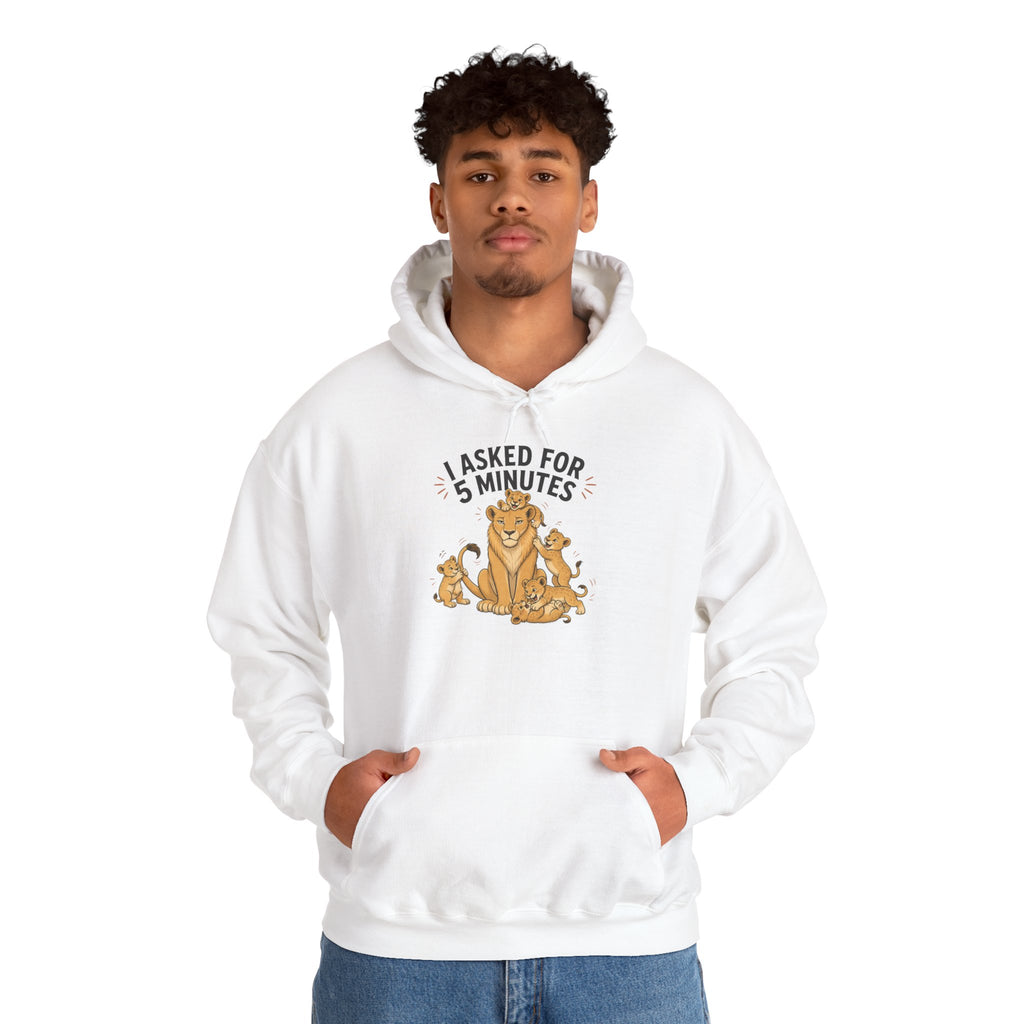 Hoodie — "I Asked for 5 Minutes" Funny Lioness Graphic Hoodie