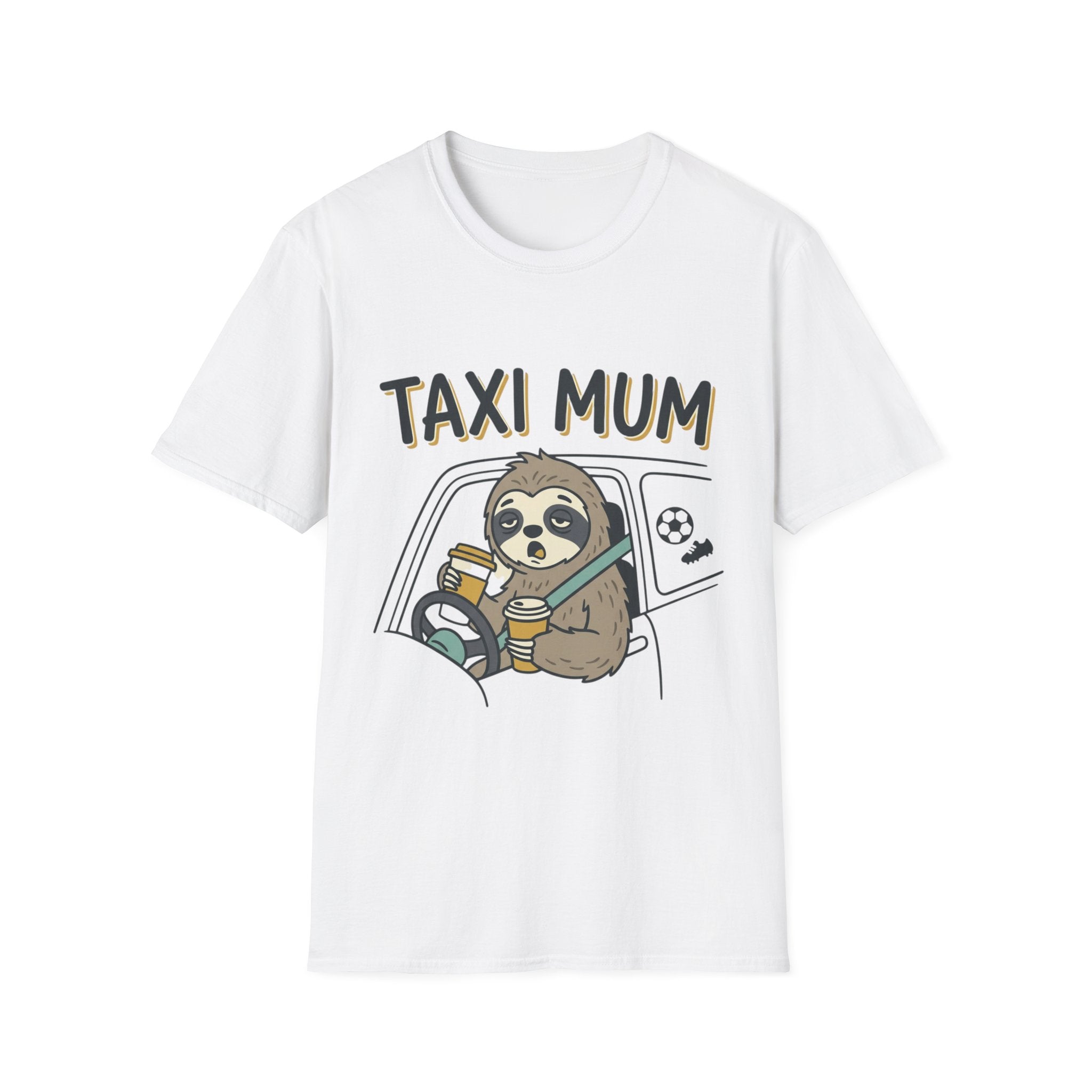 Taxi Mum T‑Shirt — Cute Sloth 'Taxi Mum' Graphic Tee for Busy Moms