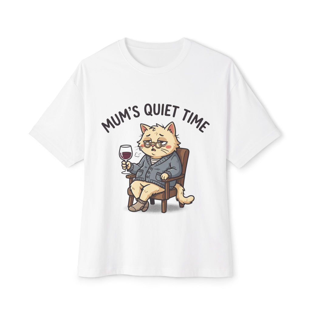Mum’s Quiet Time T‑Shirt — Relaxed Cat with Wine Graphic