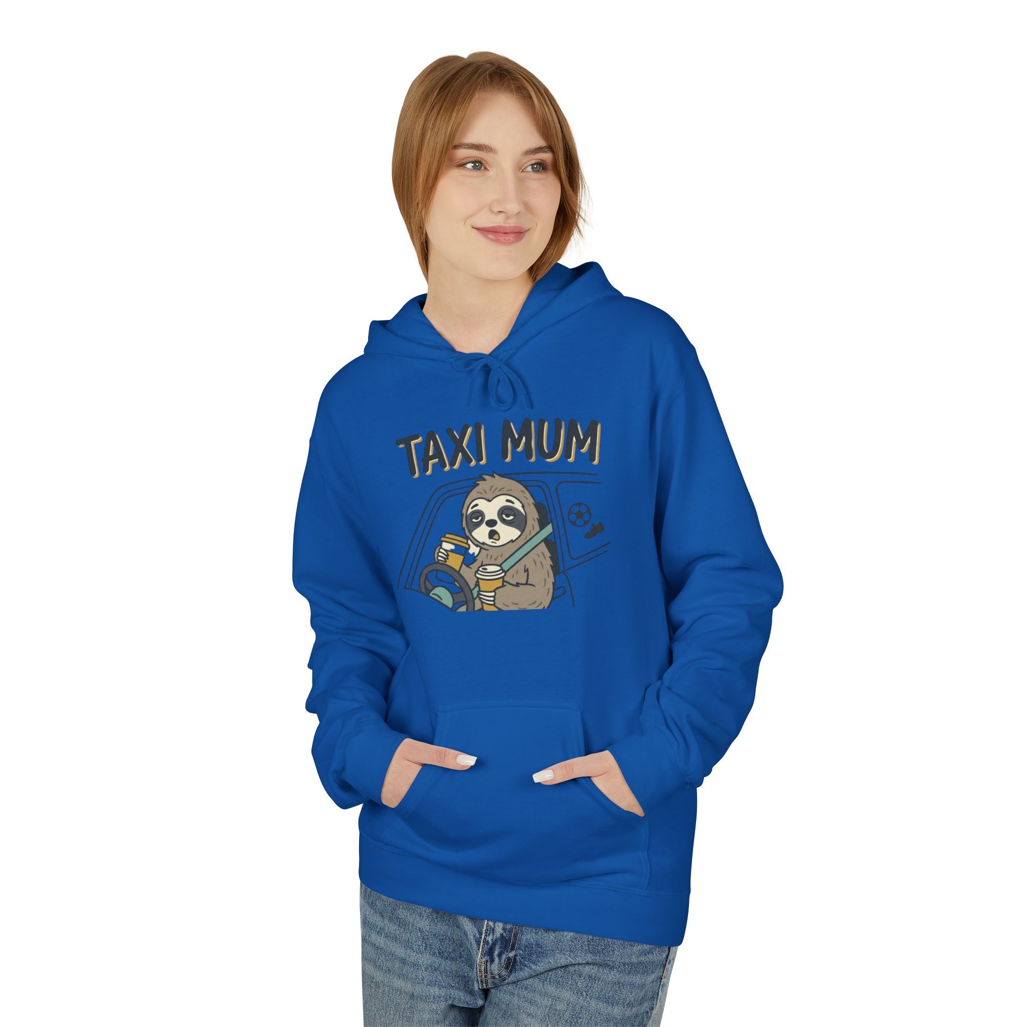 Taxi Mum Hoodie — Cute Sloth Mom Driving Graphic Sweatshirt