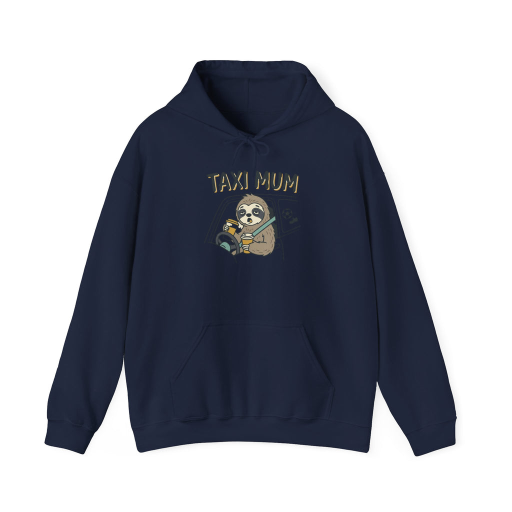 Taxi Mum Hoodie — Cute Sloth Driving Graphic Sweatshirt for Moms