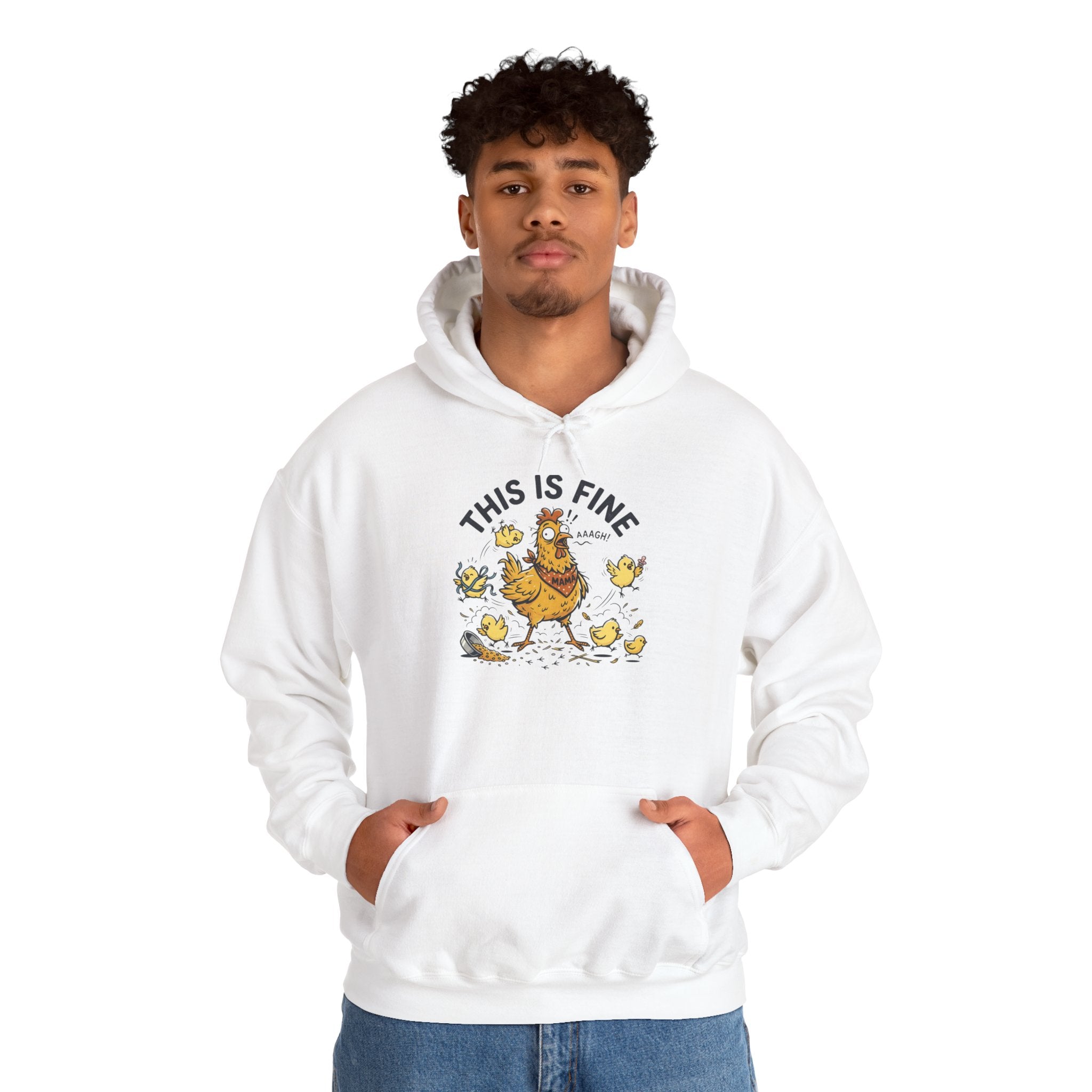 This Is Fine Hoodie — Funny Chicken in Chaos Graphic Pullover