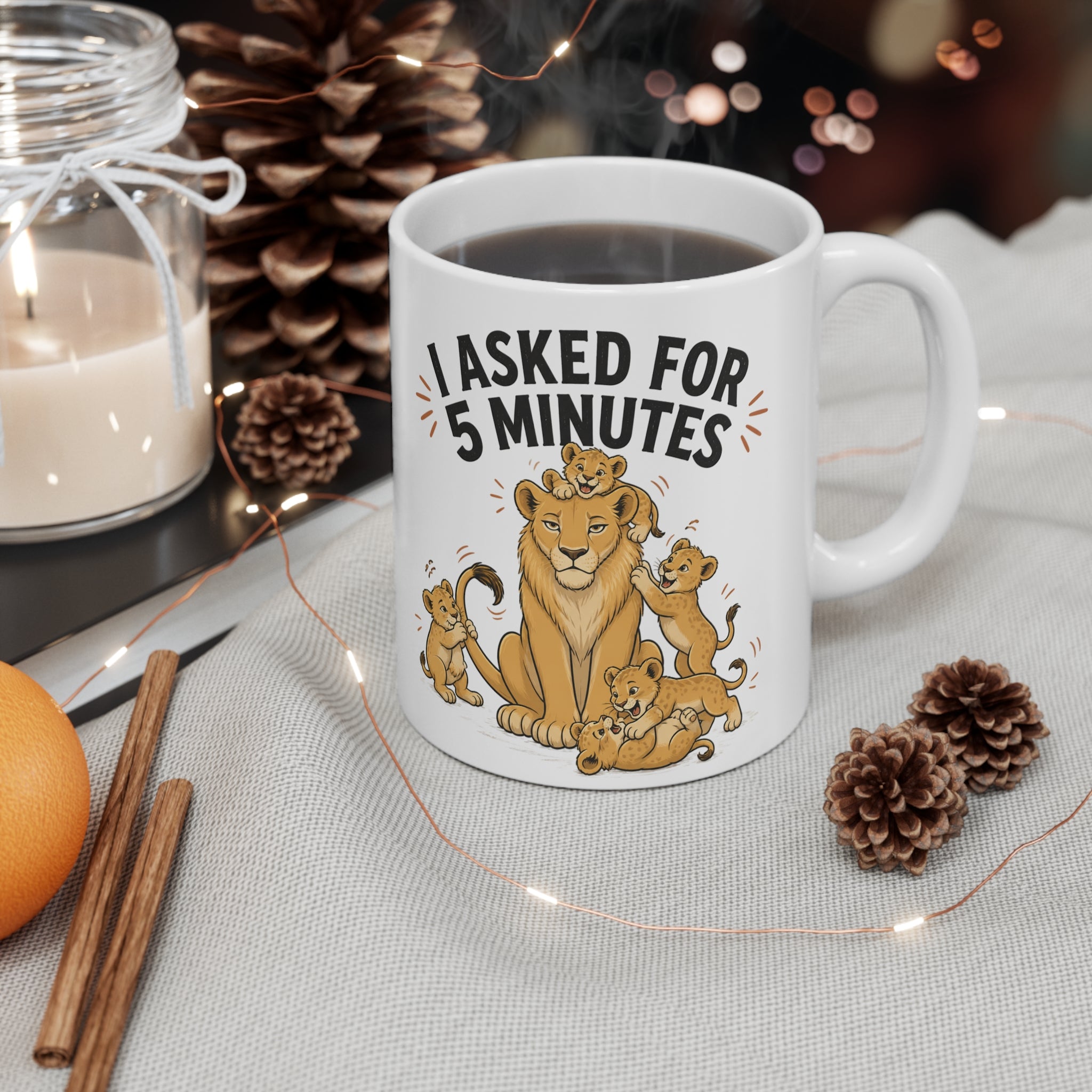 Mug — "I Asked for 5 Minutes" Lioness Coffee Mug