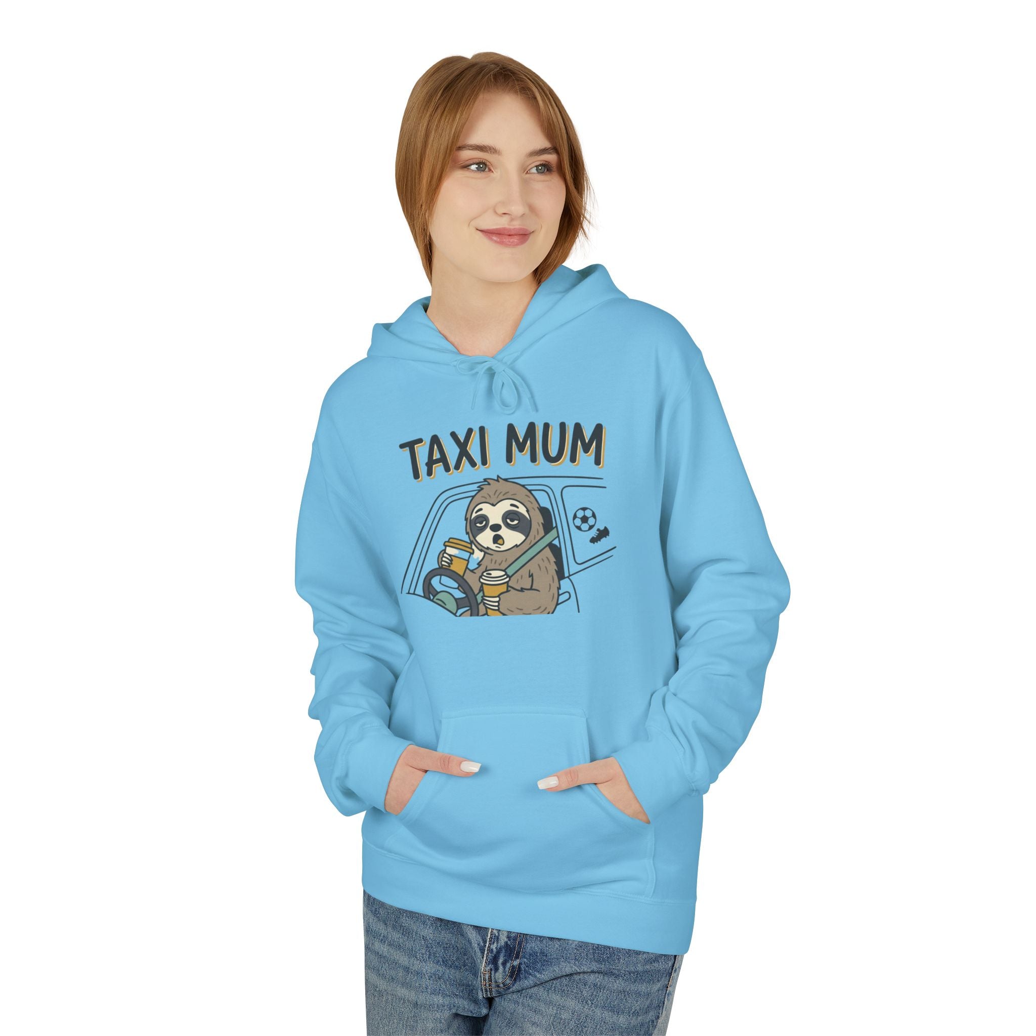 Taxi Mum Hoodie — Cute Sloth Mom Driving Graphic Sweatshirt