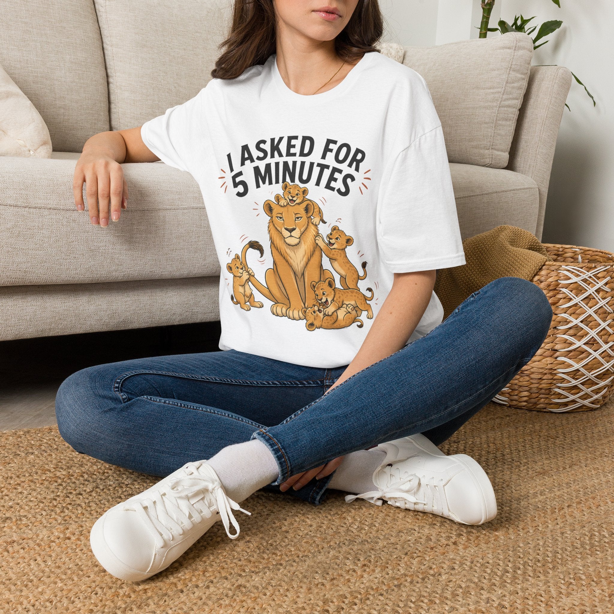 T-Shirt — I Asked For 5 Minutes Funny Lion Family Tee