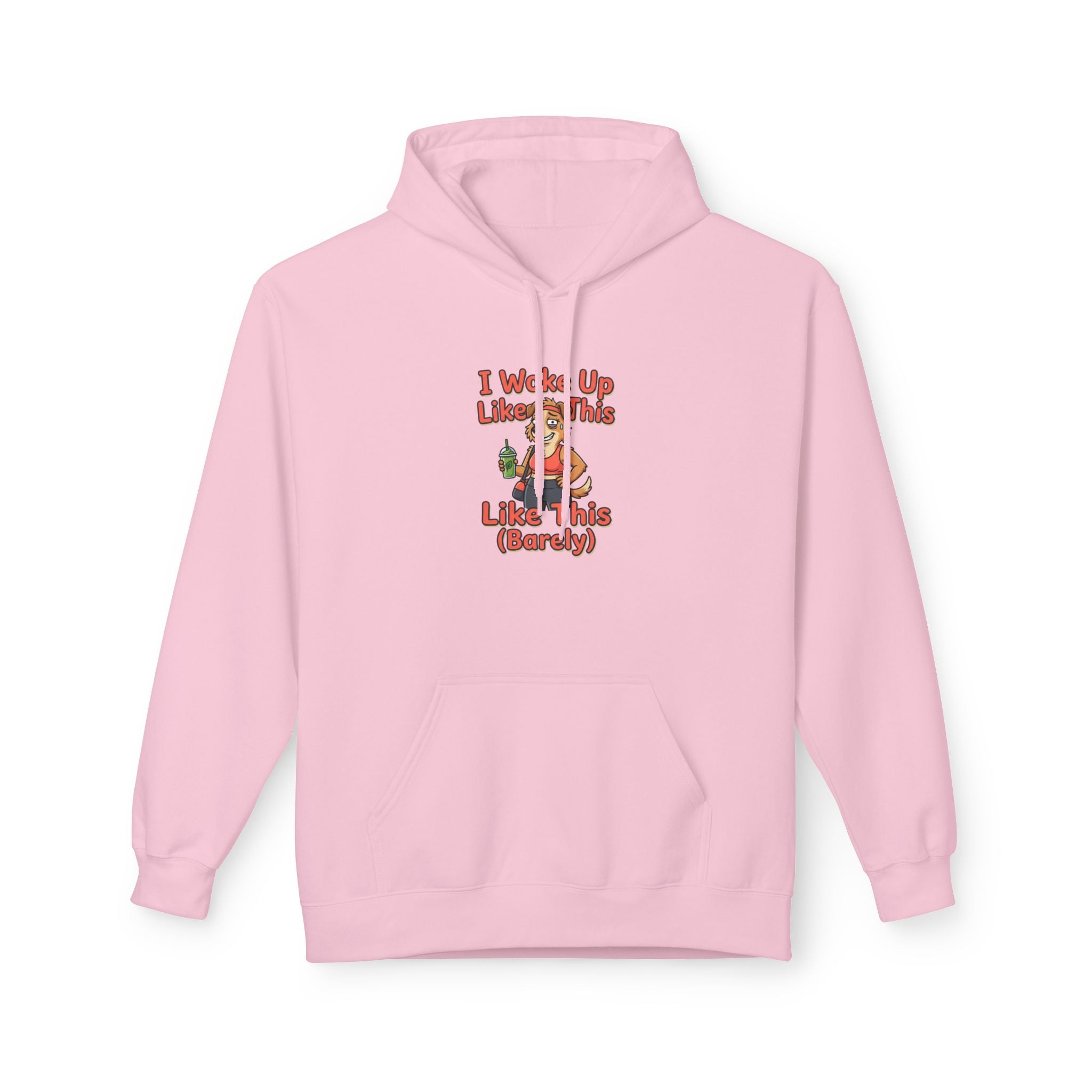 I Woke Up Like This (Barely) Hoodie — Funny Morning Dog Cartoon Hoodie