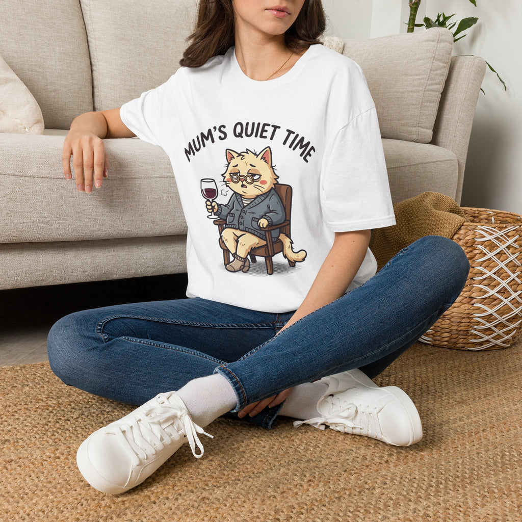 T‑Shirt — "Mum's Quiet Time" Cat Wine Graphic Tee