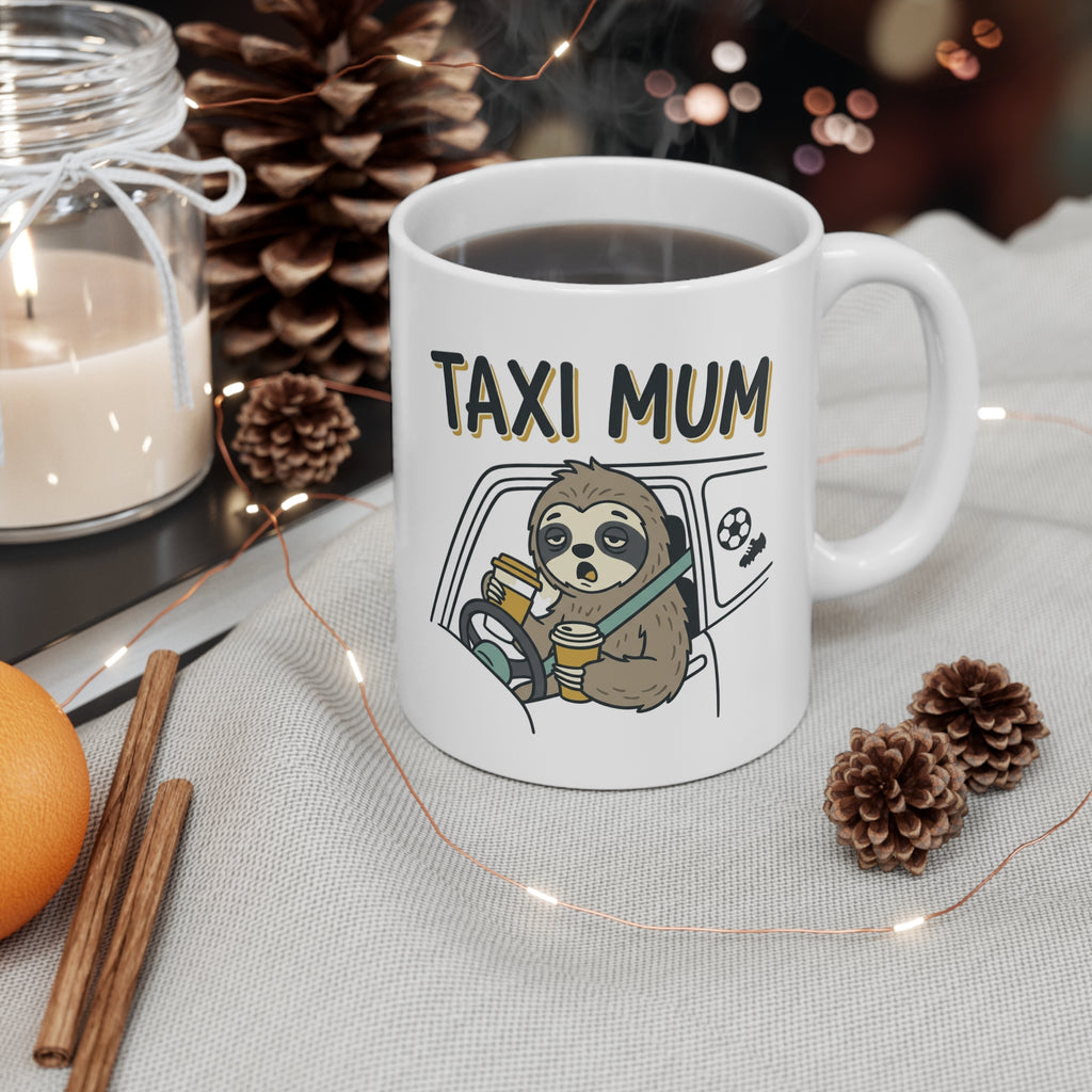 Taxi Mum Coffee Mug — Funny 'TAXI MUM' Ceramic Mug, 11 oz
