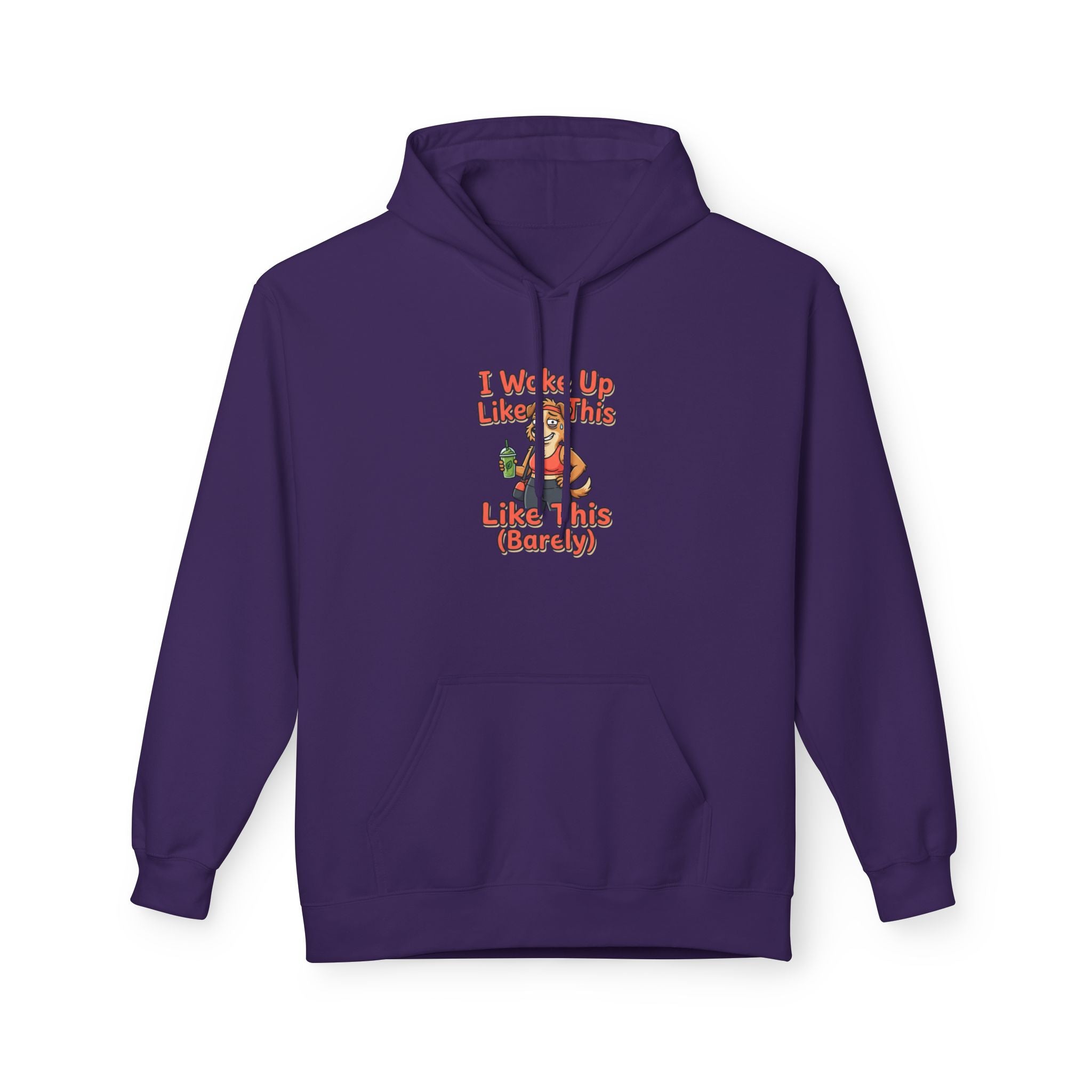 I Woke Up Like This (Barely) Hoodie — Funny Morning Dog Cartoon Hoodie