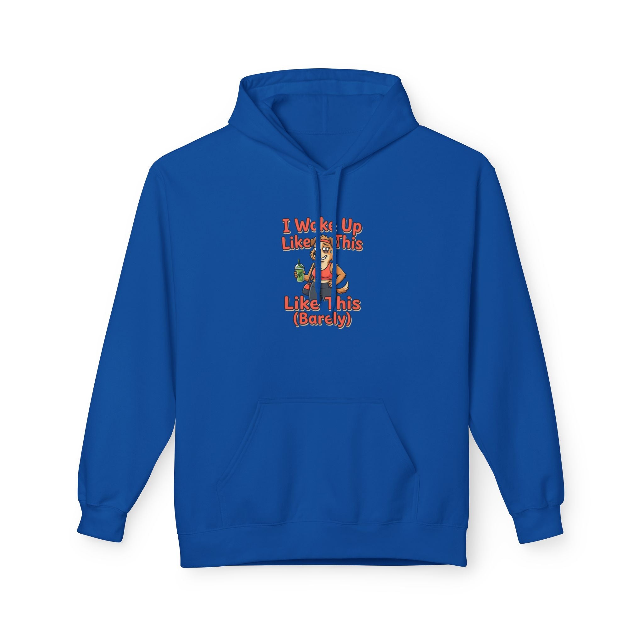 I Woke Up Like This (Barely) Hoodie — Funny Morning Dog Cartoon Hoodie