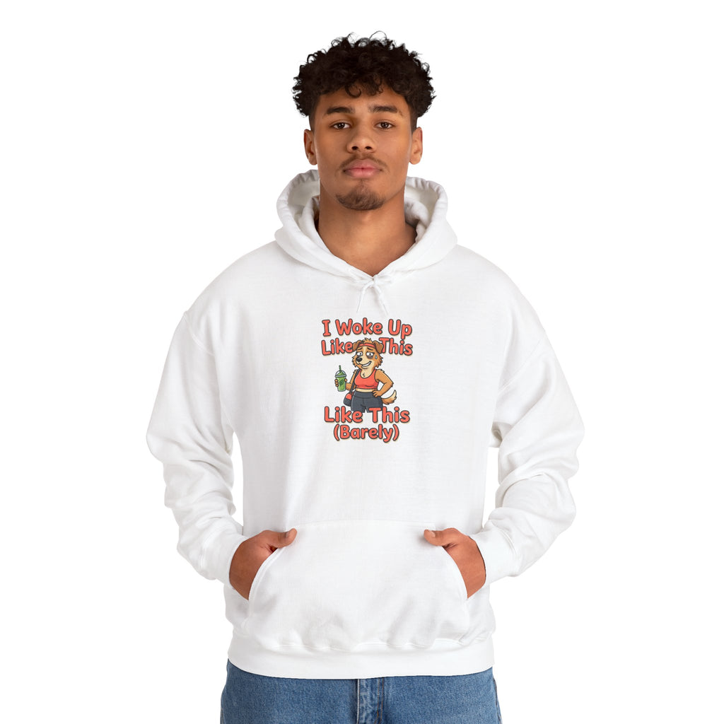 I Woke Up Like This (Barely) Hoodie — Funny Lazy Morning Graphic Sweatshirt