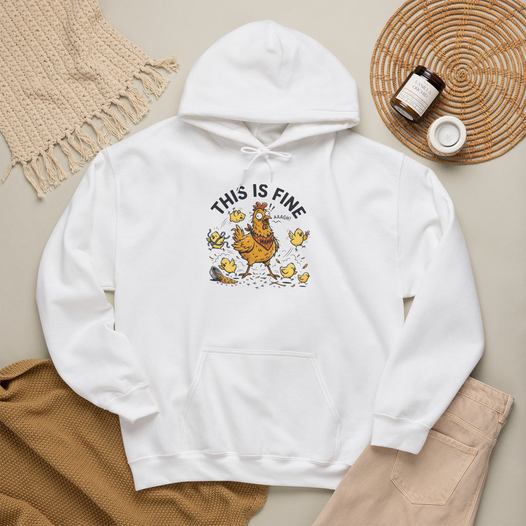 This Is Fine Hoodie — Funny Chicken in Chaos Graphic Pullover